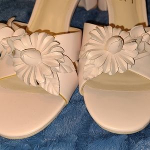 Light Pink Romantic Slide Sandal with 2" Heel.